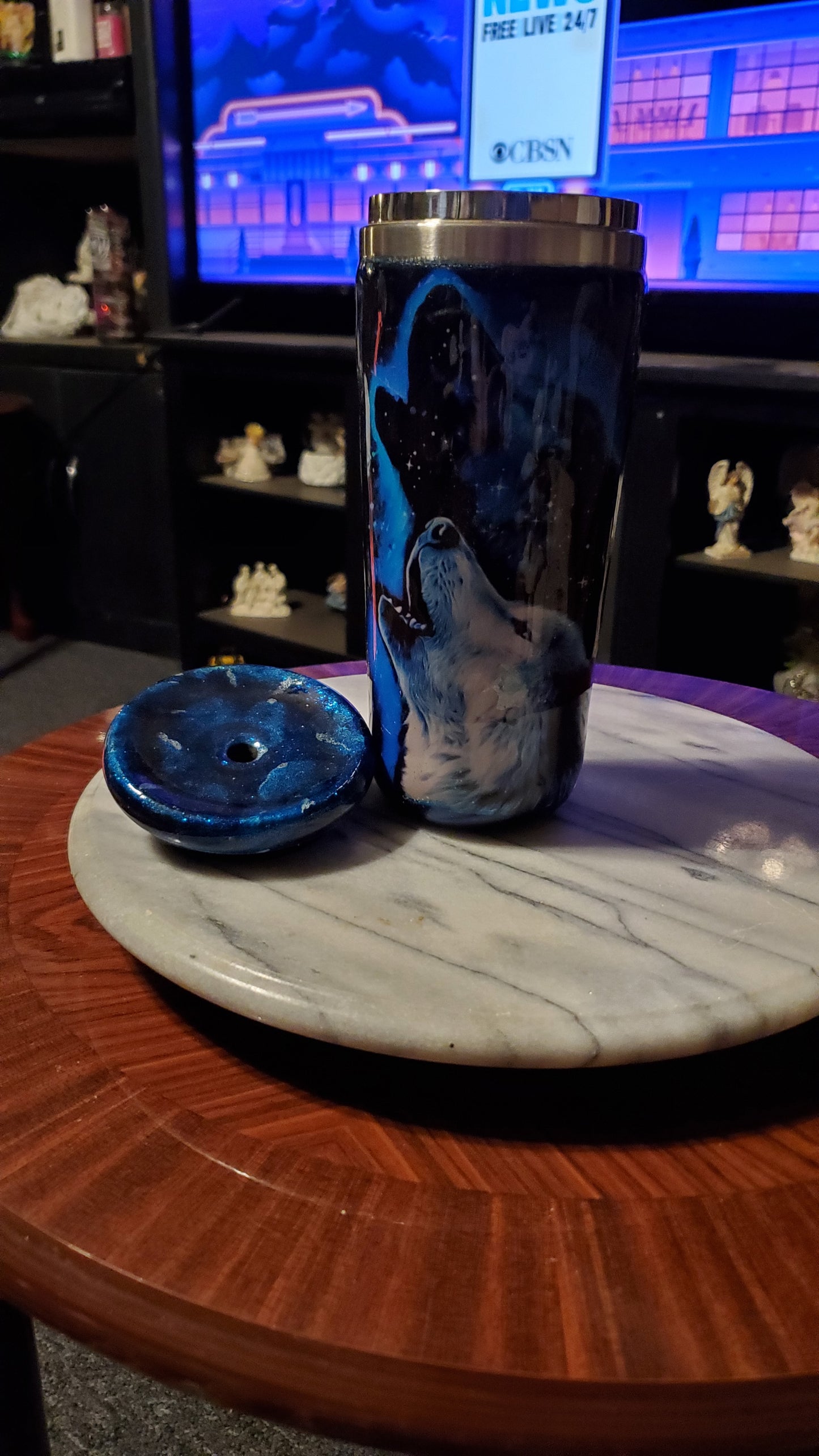 30 oz Howling at the moon stainless steel tumbler cup