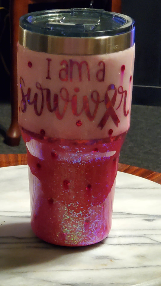 30 oz I survivor cancer stainless steel tumbler cup