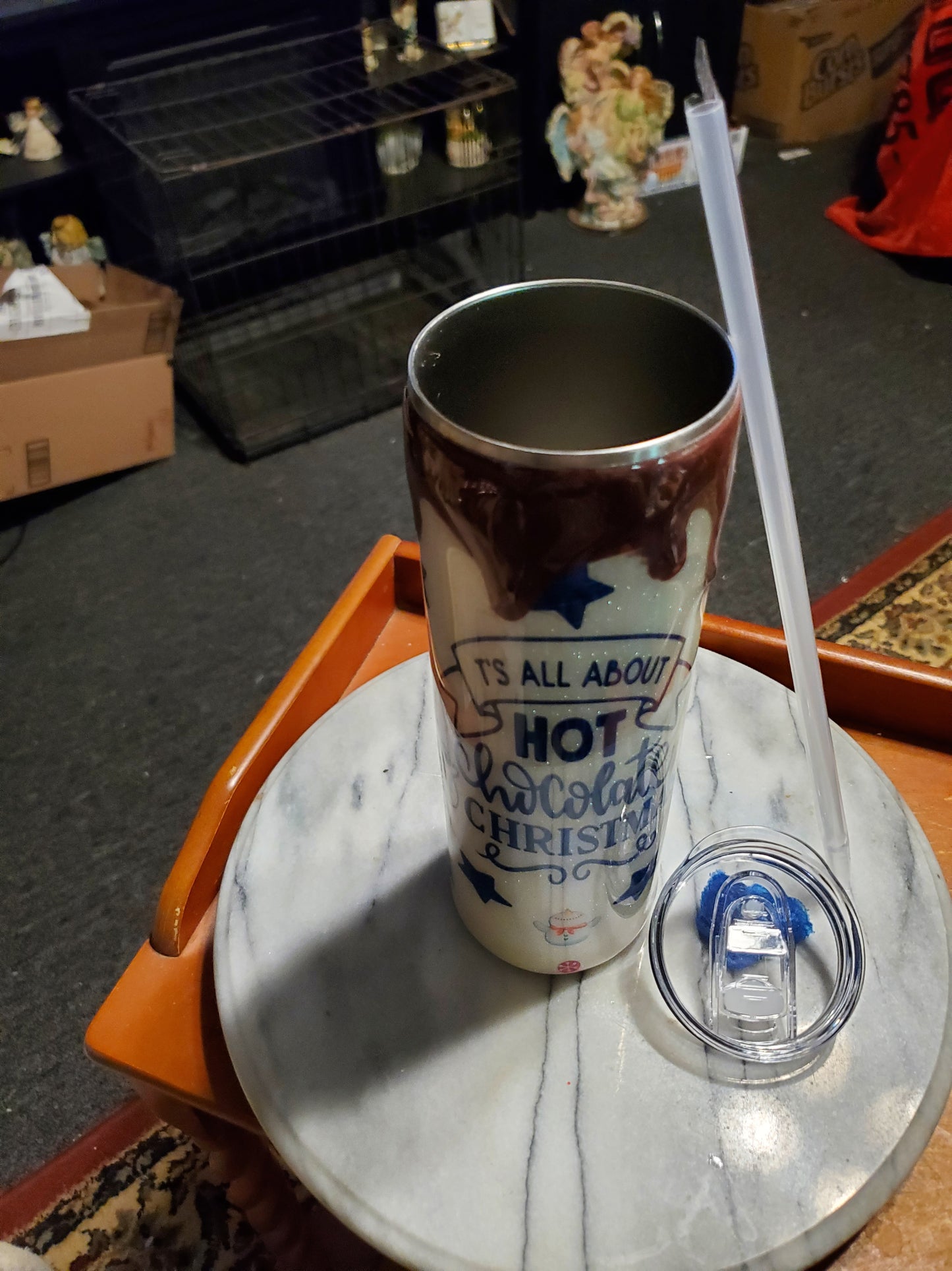 30 oz It's all about hot chocolate and Christmas Stainless steel hogg tumbler cup