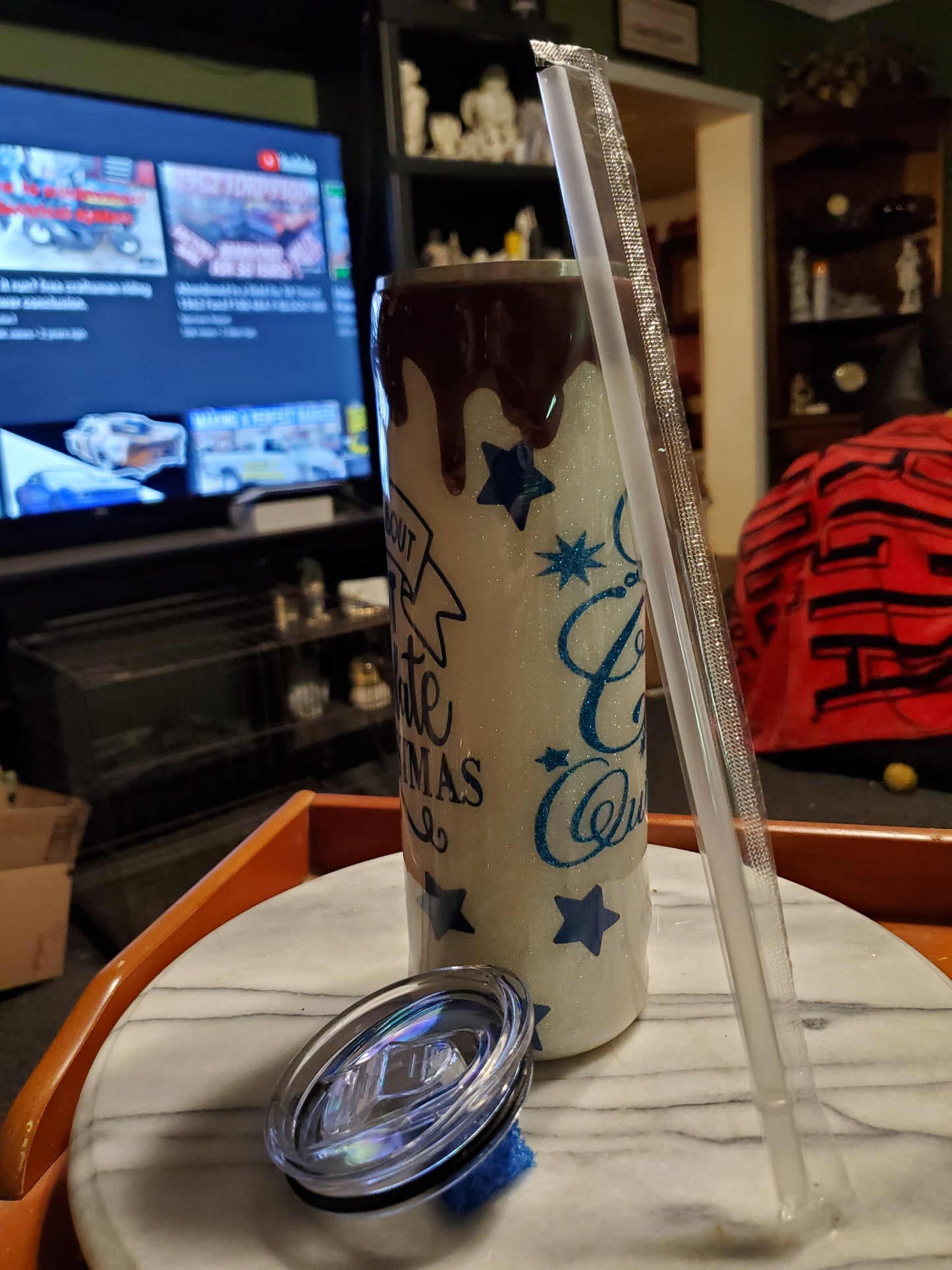 30 oz It's all about hot chocolate and Christmas Stainless steel hogg tumbler cup