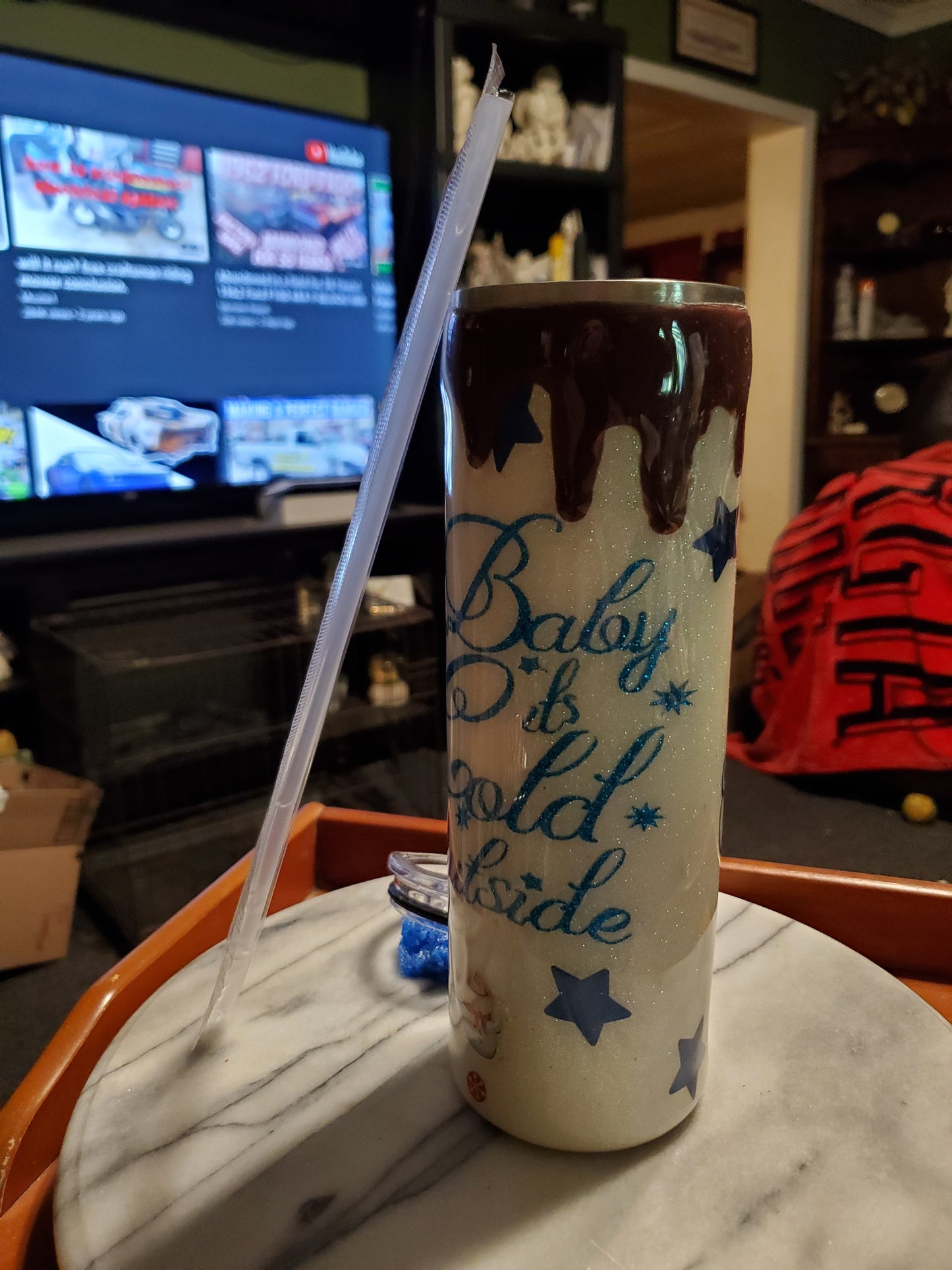 30 oz It's all about hot chocolate and Christmas Stainless steel hogg tumbler cup