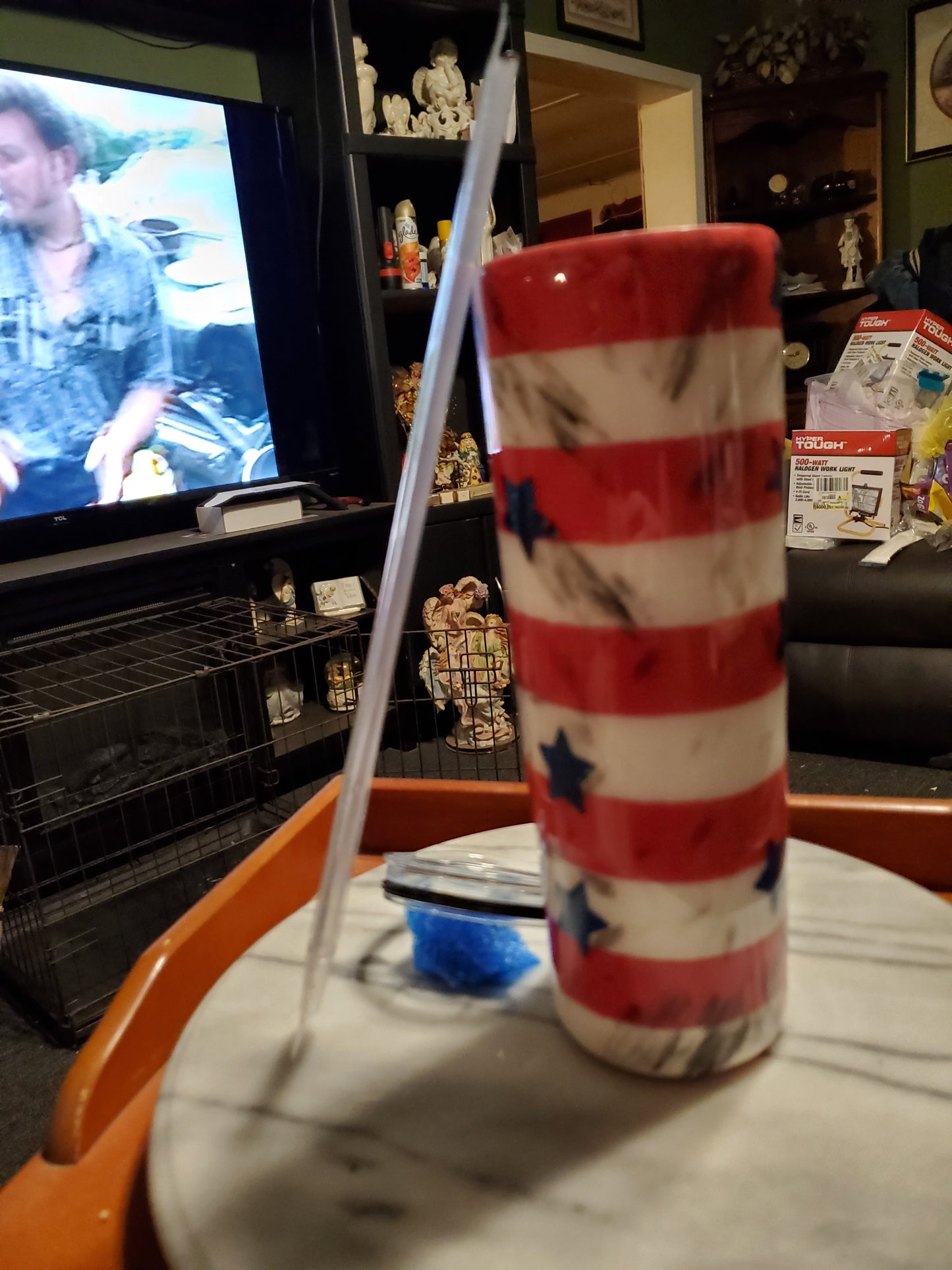 30 oz Destressed Support our troops American Flag stainless steel hogg tumbler cup