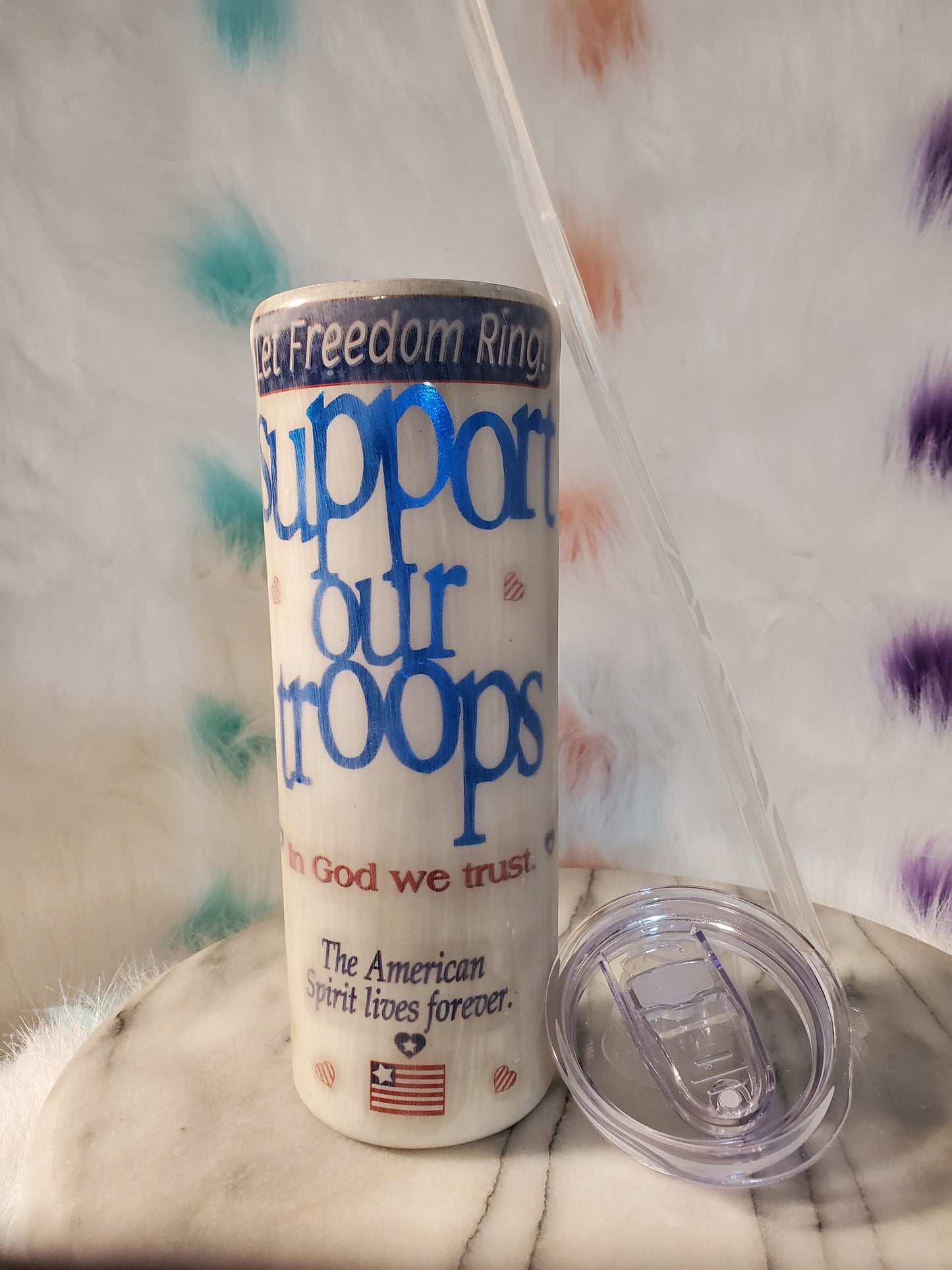 30 oz Support our troops double wall stainless steel tumbler cup